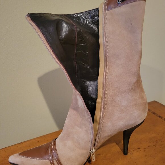 Gorgeous Via Spiga Brown Suede/Leather Mid Calf Boots - Picture 9 of 14